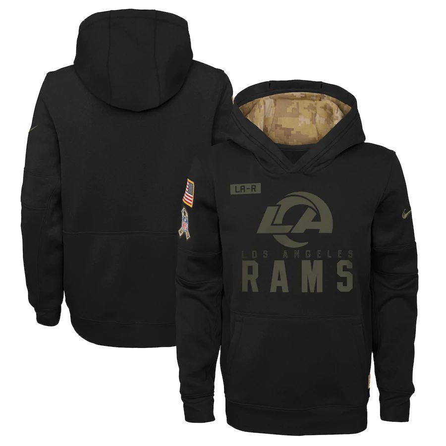 Youth Los Angeles Rams Black Salute To Service Hoodie Nike NFL Jerseys